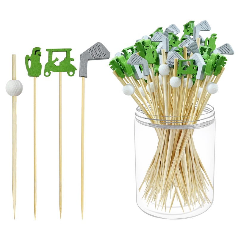 Augoog 200Pcs Golf Cocktail Picks,4.7 Inch Golf Theme Decorative End Cocktail Skewers Sandwich Fruit Toothpicks for Appetizers Golf Catered Events Buffet Party Holiday Supplies - Image 1
