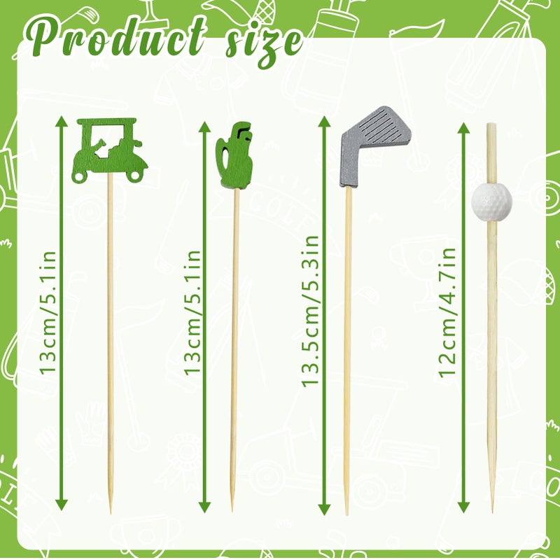 Augoog 200Pcs Golf Cocktail Picks,4.7 Inch Golf Theme Decorative End Cocktail Skewers Sandwich Fruit Toothpicks for Appetizers Golf Catered Events Buffet Party Holiday Supplies - Image 3