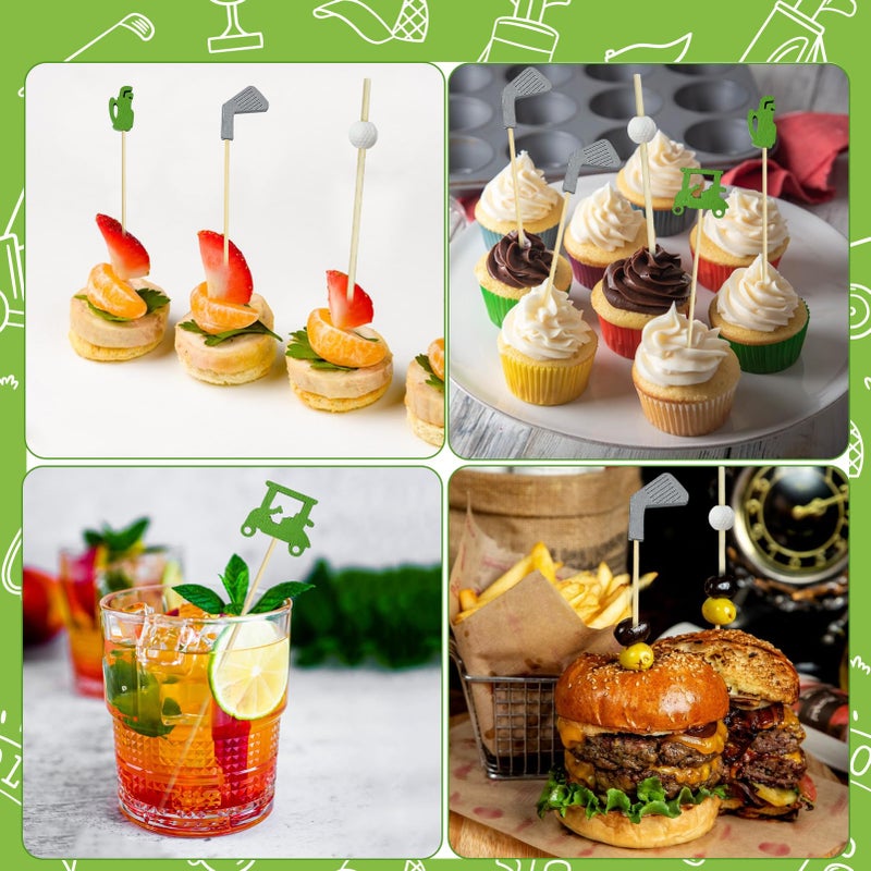 Augoog 200Pcs Golf Cocktail Picks,4.7 Inch Golf Theme Decorative End Cocktail Skewers Sandwich Fruit Toothpicks for Appetizers Golf Catered Events Buffet Party Holiday Supplies - Image 5