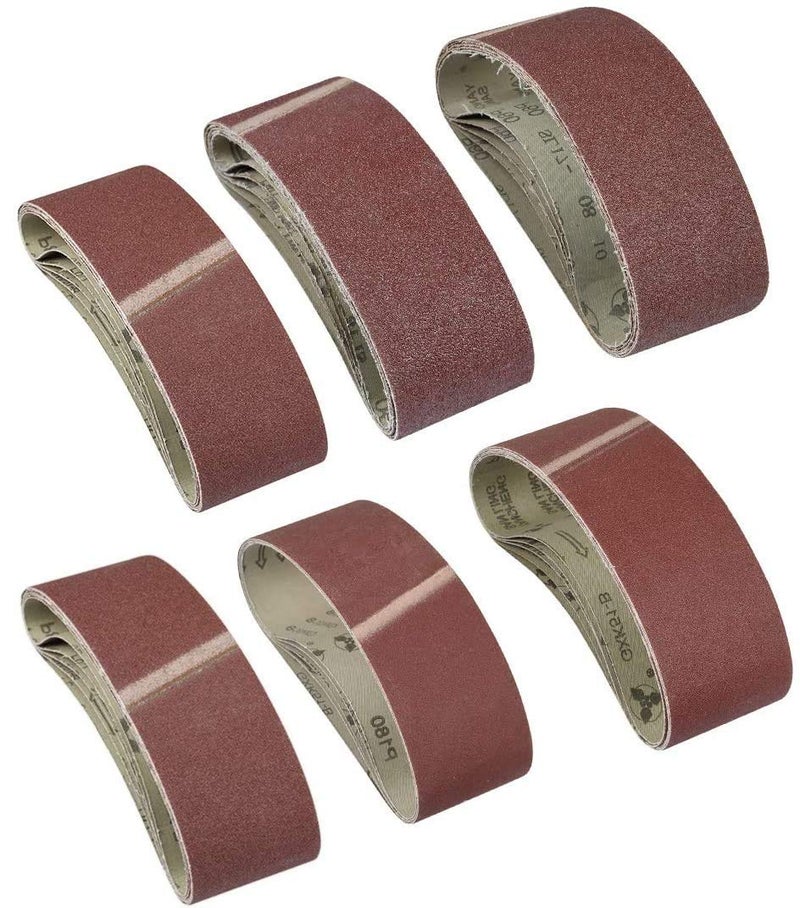 KAHEIGN 30Pcs Cloth/Fabric Sanding Belt, 75 x 533mm Sanding Belt 40/60 /80/120 /180/240 Grits Aluminum Oxide File Belts for Bosch Belt Sanders etc - Image 1