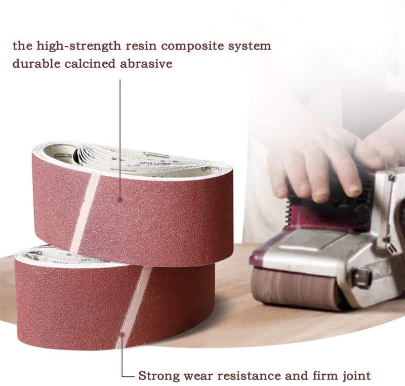 KAHEIGN 30Pcs Cloth/Fabric Sanding Belt, 75 x 533mm Sanding Belt 40/60 /80/120 /180/240 Grits Aluminum Oxide File Belts for Bosch Belt Sanders etc - Image 2