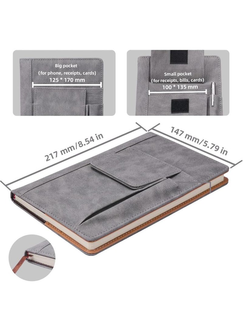 PAPERSAY Refillable Lined Leather Journal Notebook, A5 Hardcover Journal Notebook, 100gsm 200 Pages Thick Paper Notebooks with Front Pockets and Pen Pocket for Men Women School, Travel, Business, Writing - Image 2