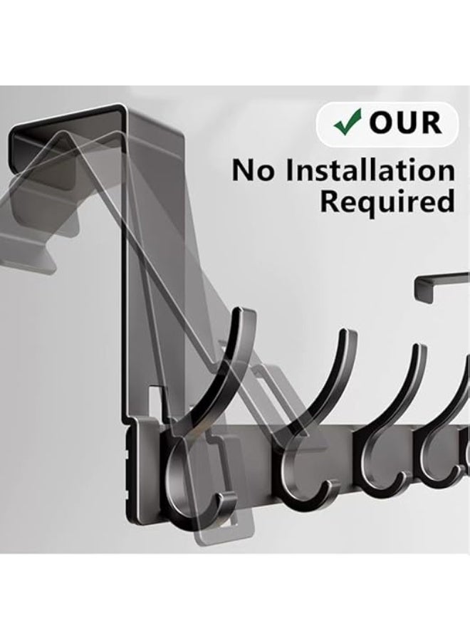 Over The Door Hooks，Heavy Duty Over The Door Hooks，12 Hooks，Strong Load-Bearing Capacity, Stable and Durable，Space Saving ,for Hanging Clothes,Coats,Bags,Towels and Hat,Black - Image 2