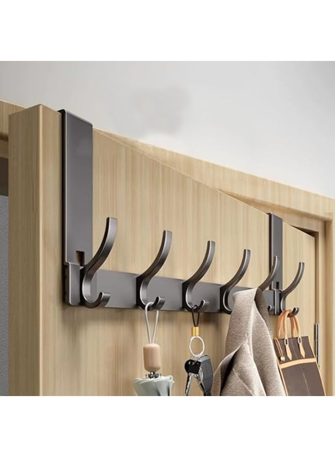 Over The Door Hooks，Heavy Duty Over The Door Hooks，12 Hooks，Strong Load-Bearing Capacity, Stable and Durable，Space Saving ,for Hanging Clothes,Coats,Bags,Towels and Hat,Black - Image 1