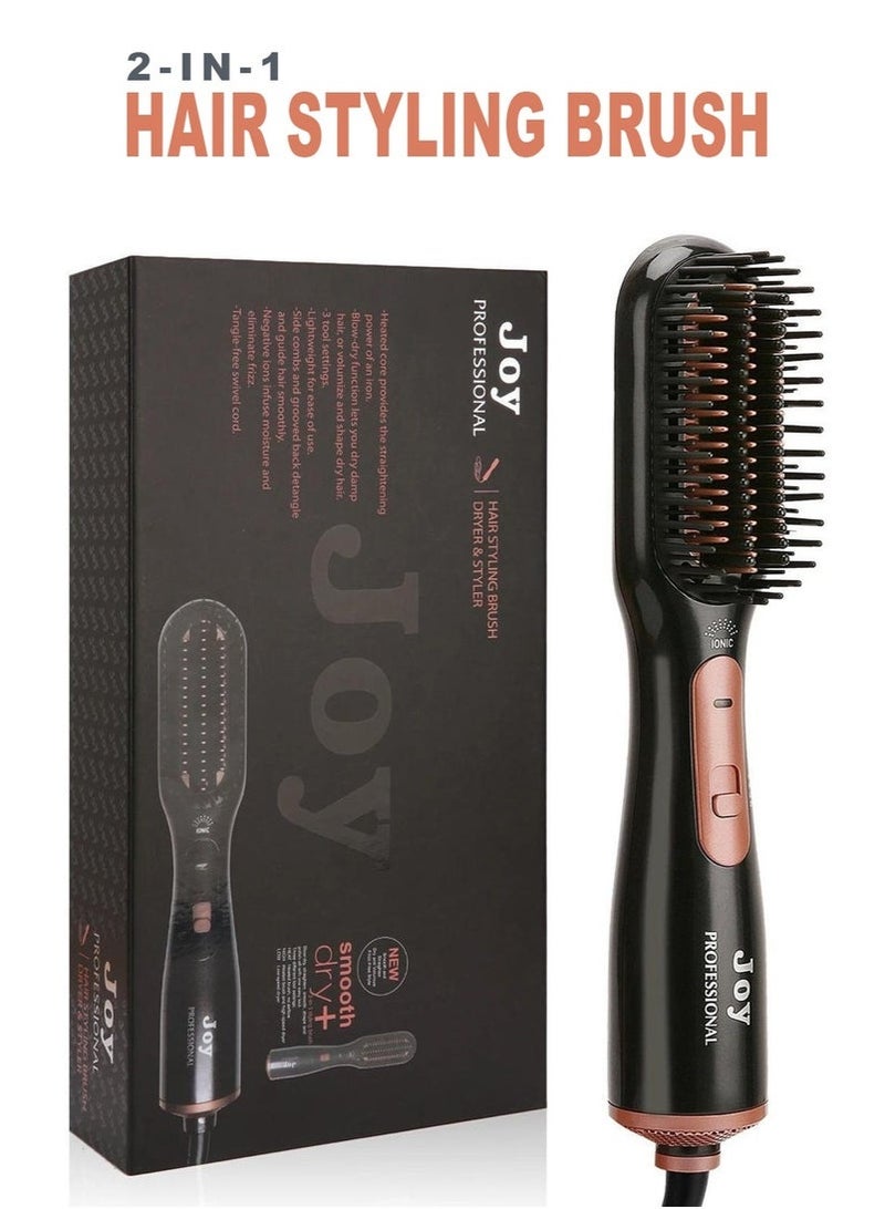 JOY CARE 2-in-1 Hair Dryer & Volumizing Styling Brush with Ionic Technology – Hot Air Brush for Straightening, Smoothing, Curling & Adding Volume – Anti-Frizz Blow Dryer Brush for All Hair Types – Ergonomic Handle, Lightweight Design for Salon Results at Home - Image 1