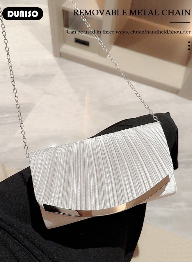 DUNISO Womens Clutch Bag, Sparkly Evening Clutch Purse, Champagne Shoulder Bag with Removable Chain, Crossbody Envelope Bag for Formal Dress Bride Wedding Prom Party - Image 2