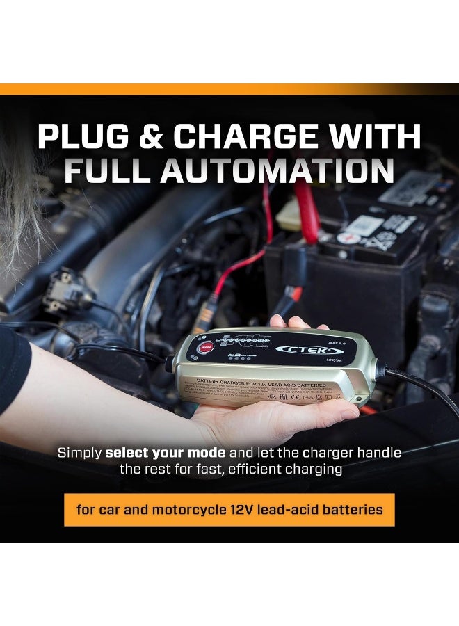CTEK CTEK MXS 5.0 Battery Charger 12V- 5AP With Built-In Temperature Compensation, Motorcycle & Car Charger, Smart Battery Charger, Battery Maintainer With Reconditioning Mode & Dedicated AGM Mode UK Plug - Image 2