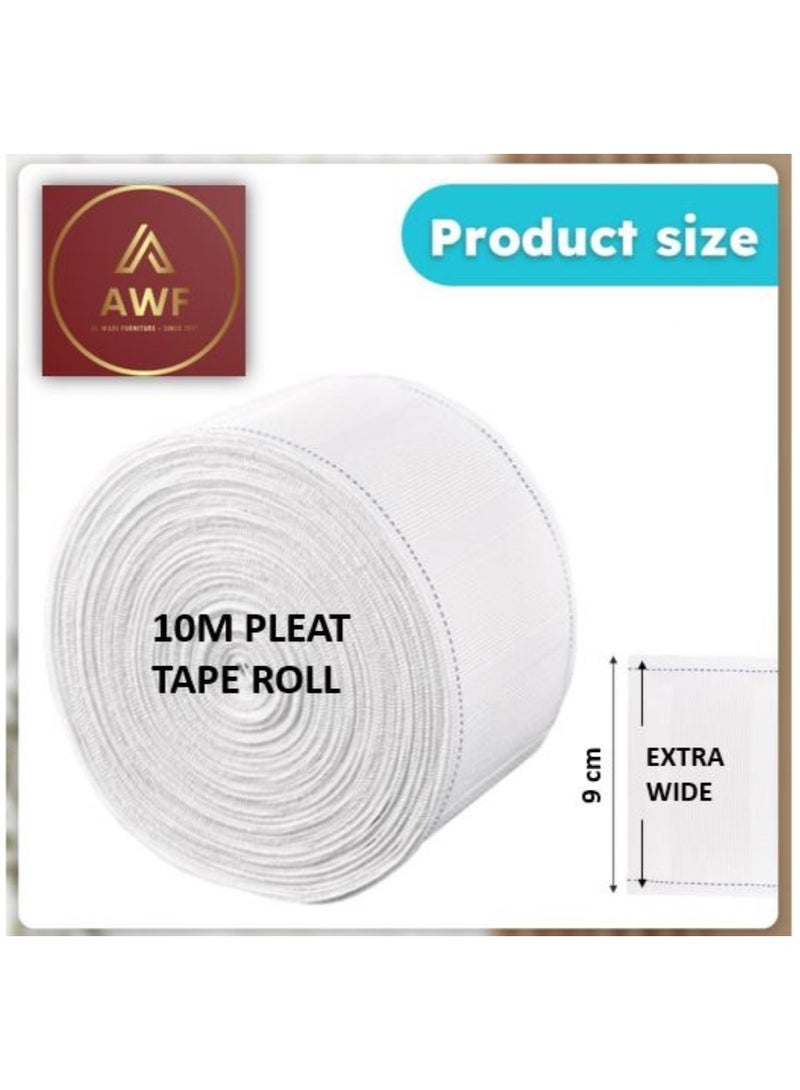 AL WADI FURNITURE AWF Al Wadi Furniture 10 Meters Extra Wide 100% Cotton Heavy Duty Curtain Pleat Tape for Vintage Style for sheer curtains, lined curtains, blackout curtains support pleats, clip rings, tabs or grommets  - Image 2