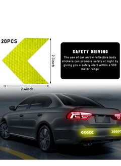 Generic 20 PCS Car Arrow Reflective Stickers, Waterproof Safety Warning Sign Reflective Decal, High Night Visibility Reflector Tape for Auto Trunk Rear Bumper Body, Car Accessories (Fluorescent Yellow)  - Image 2