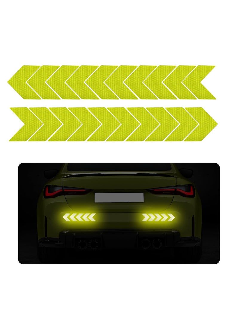Generic 20 PCS Car Arrow Reflective Stickers, Waterproof Safety Warning Sign Reflective Decal, High Night Visibility Reflector Tape for Auto Trunk Rear Bumper Body, Car Accessories (Fluorescent Yellow)  - Image 1