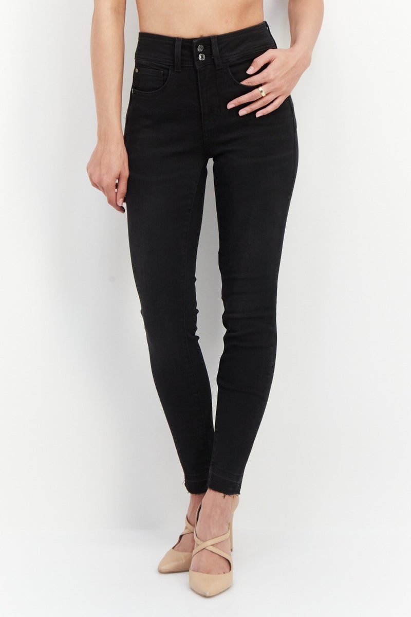 GUESS Women Skinny Fit Solid Stretchable Jeans, Black - Image 1