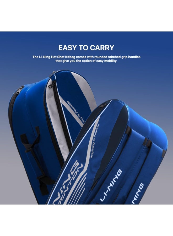 Li-Ning Li-Ning Hot Shot Triple Zipper Polyester Badminton Kit Bag (Blue/Navy, Large) - Image 3