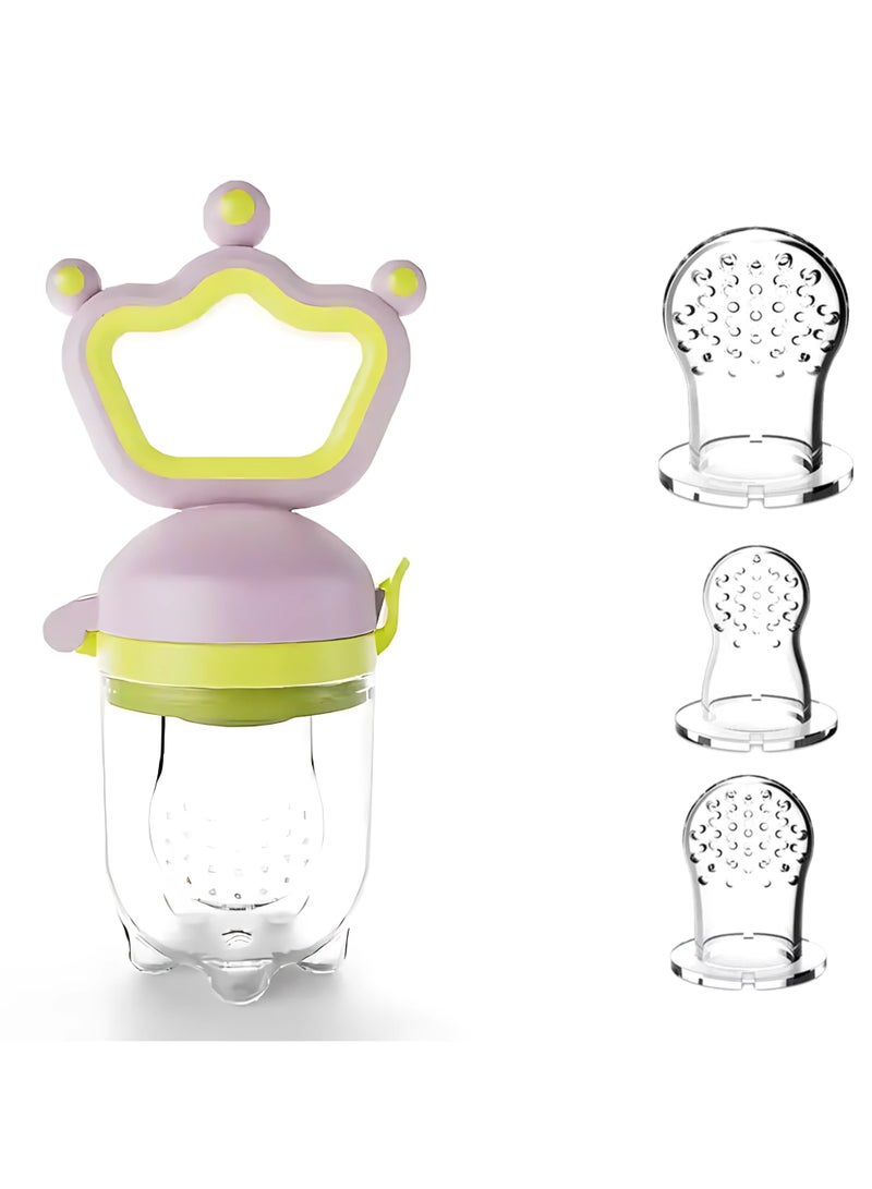 Twisoo Silicone Infant Fruit Feeder - BPA-Free Silicone 3 Size Mesh Nipple - Safe Fresh Vegetable & Fruit Feeder for Babies, Easy to Hold, Ideal for Weaning & Teething (Pink) - Image 1