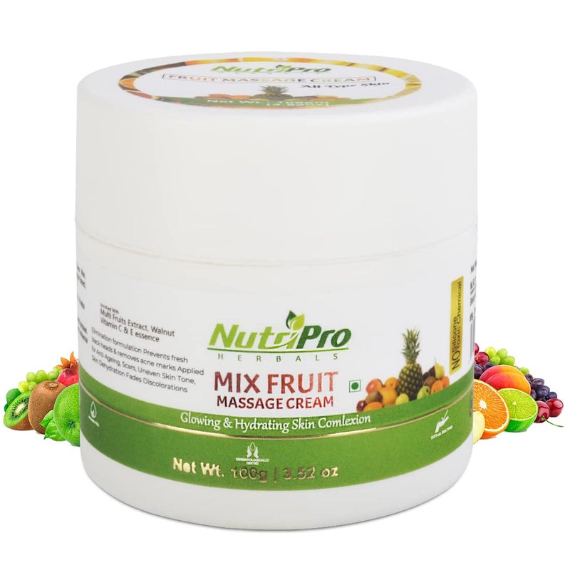 nutripro NutriPro Fruit Massage Cream For All Skin Type 100 gm  With VitaminE Almond Oil  Apple Extract  Paraben Free Cruelty Free  Vegan - Image 1