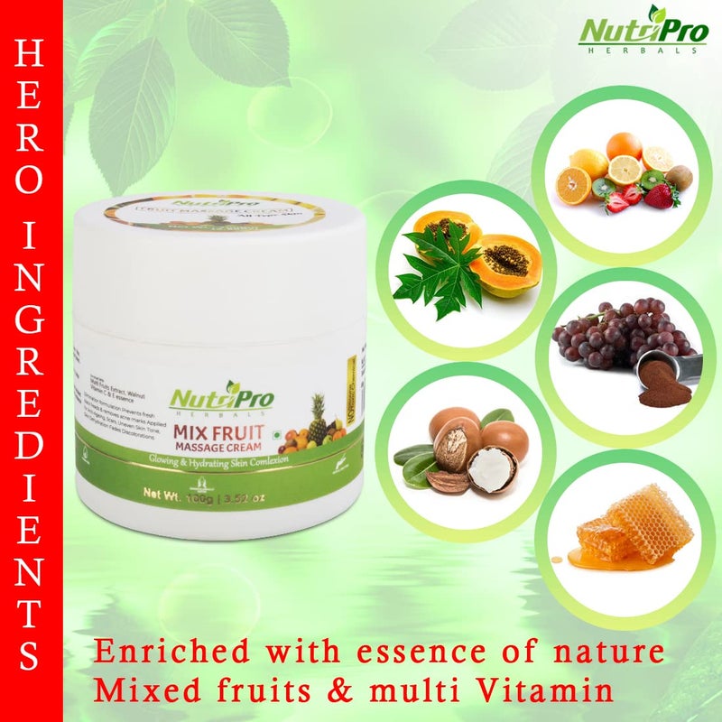 nutripro NutriPro Fruit Massage Cream For All Skin Type 100 gm  With VitaminE Almond Oil  Apple Extract  Paraben Free Cruelty Free  Vegan - Image 3
