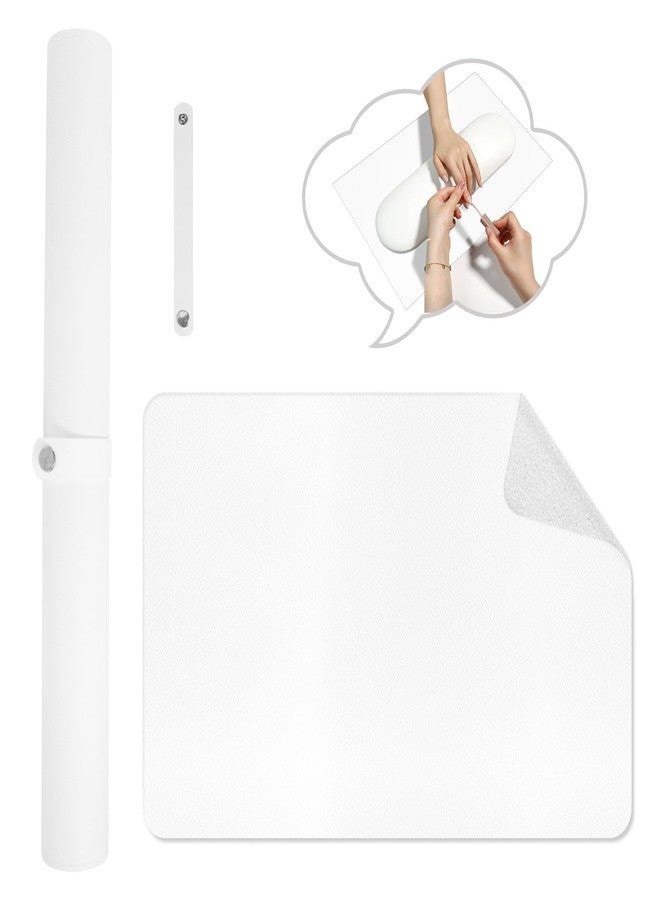 Diesisa Nail Art Table Mat,Foldable Nail Art Hand Rest Pad for Nail Arm Rest Cushion,Soft Microfiber PU Leather Nail Mat for Table,Manicure Pad,Nail Table Pad for Nail Technician Salon Home-White - Image 1