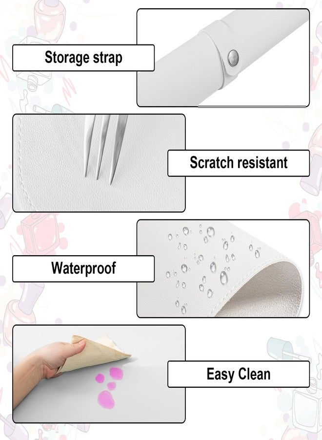 Diesisa Nail Art Table Mat,Foldable Nail Art Hand Rest Pad for Nail Arm Rest Cushion,Soft Microfiber PU Leather Nail Mat for Table,Manicure Pad,Nail Table Pad for Nail Technician Salon Home-White - Image 4