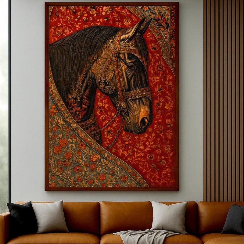 Marktna One piece: Horse-themed canvas print with a hollow frame, measuring (40×60). - Image 2