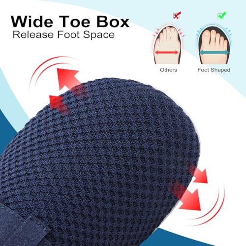 JOINFREE Womens Wide Slippers Adjustable Diabetic Mules Slip on House Slipper Breathable Barefoot Walking Shoes for Extra Wide Width Arthritis Edema Swollen Elderly NavyBlue Size 9 - Image 3