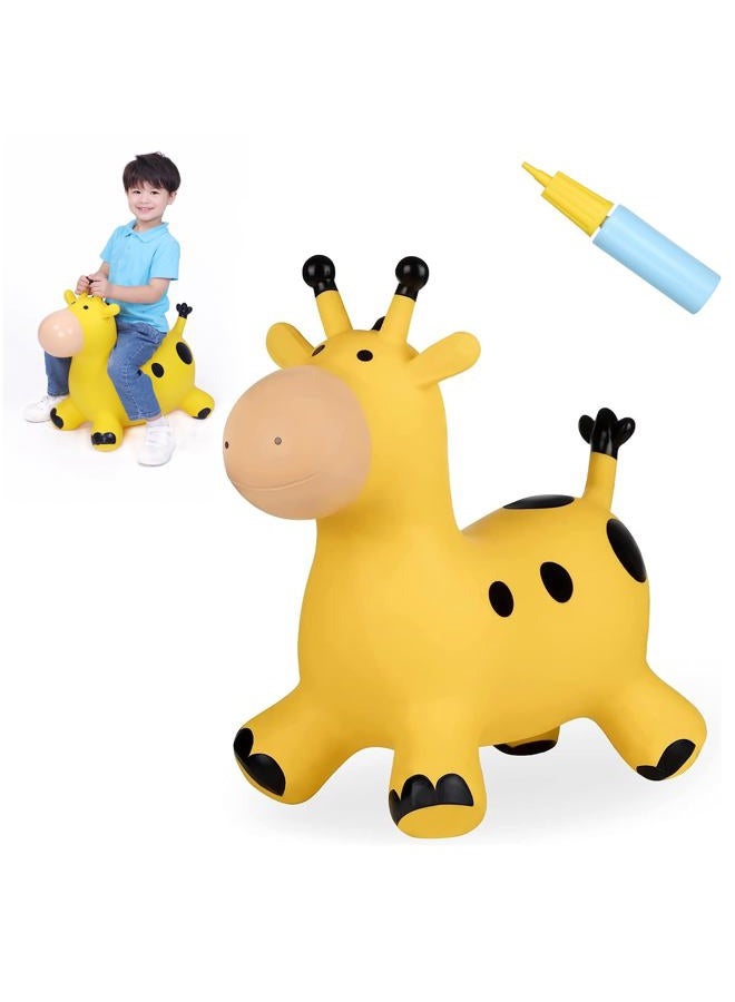 INPANY Bouncy Horse, Giraffe Hopper Animal Toys, Toddlers Bouncing Jungle Animal Figures, Wild One Birthday Safari Baby Shower Decorations, Ride on Rubber Bouncer, Outdoor Gifts for 2 3 4 Yr Girl Boy - Image 1