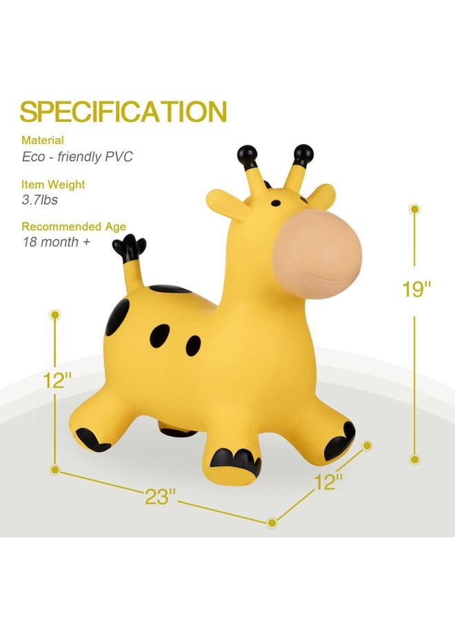 INPANY Bouncy Horse, Giraffe Hopper Animal Toys, Toddlers Bouncing Jungle Animal Figures, Wild One Birthday Safari Baby Shower Decorations, Ride on Rubber Bouncer, Outdoor Gifts for 2 3 4 Yr Girl Boy - Image 3