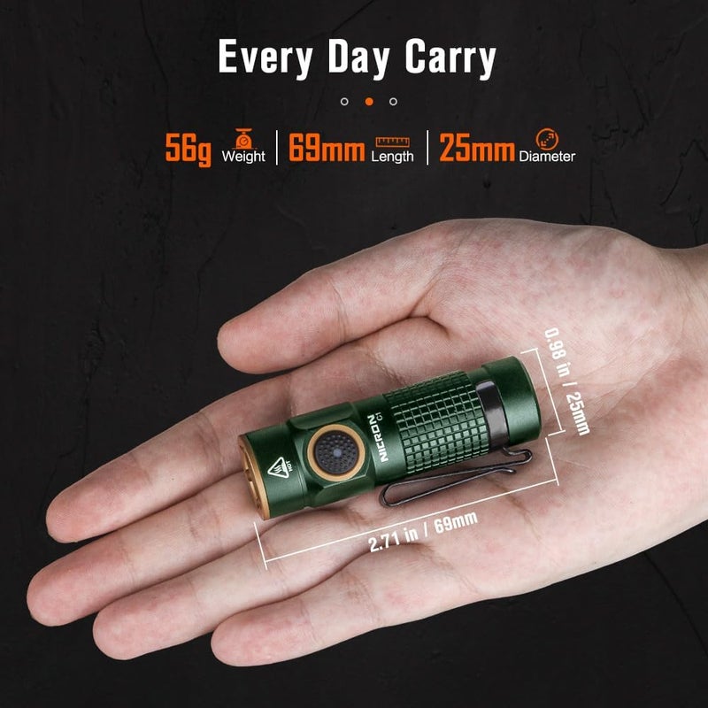 NICRON C1 EDC Flashlight Rechargeable, 1200 High Lumens Type C Charging Pocket Light with Tail Magnet - Small and Powerful Flashlight Dual-Way Clip Portable IPX8 Waterproof for Camping and Daily Use - Image 2