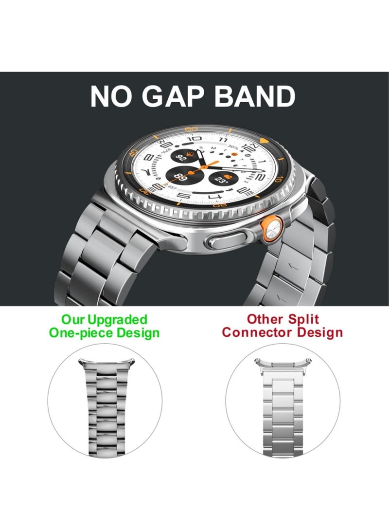 اووكاي سوار معدني متوافق مع ساعة سامسونج جالاكسي ووتش 8 كلاسيك 46 مم، سوار أنيق من الفولاذ المقاوم للصدأ، سهل التركيب، مناسب لساعات جالاكسي ووتش 8 مقاس 40 مم و44 مم، بدون فجوات، للرجال والنساء (فضي). - Image 5