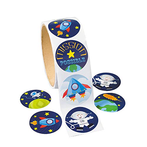 Fun Express Space Stickers (100 Pieces) Stationery, Stickers, Classroom Incentives, Party Favors - Image 1