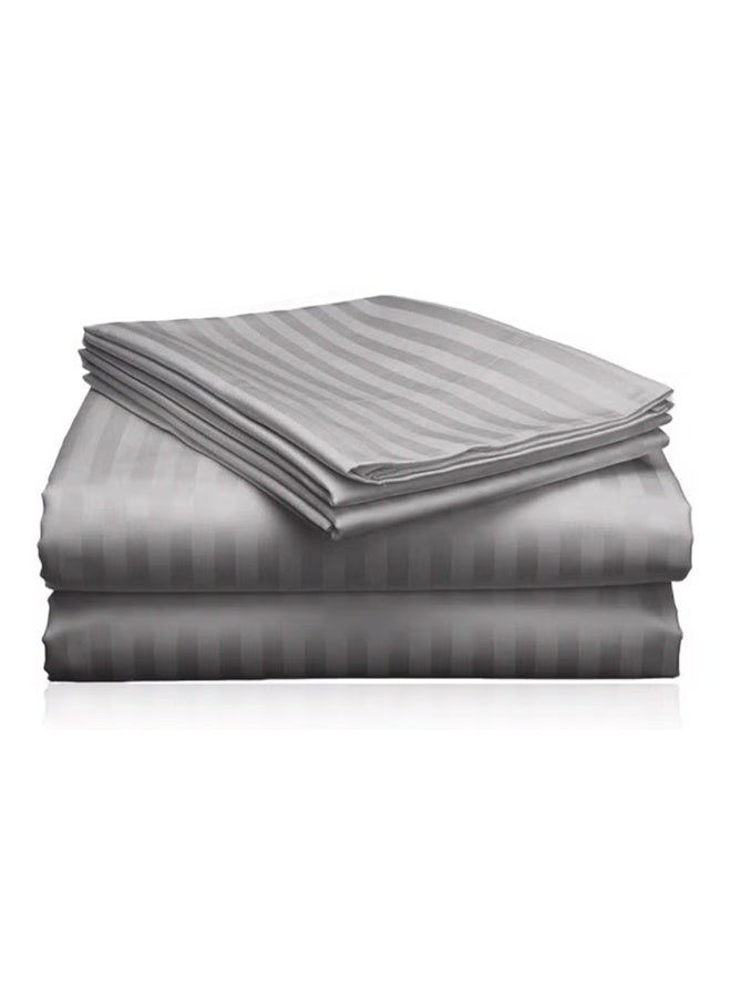 Eworld 3 Piece Super King Grey Striped Bed Sheet Set – Ultra-Soft Microfiber Striped Sheet & 2 Pillowcases, Breathable Luxury Bedding for Home & Hotel Use - Image 3