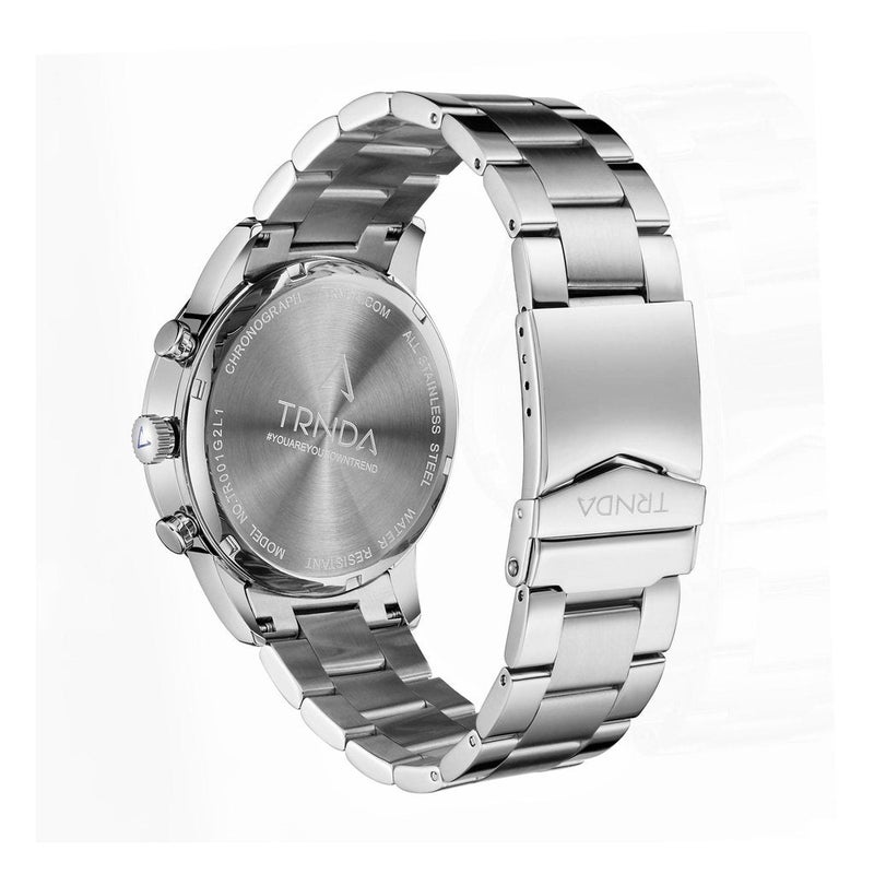 ترندا ساعة TRNDA المصنوعة من الفولاذ المقاوم للصدأ - ساعة للرجال بمينا أزرق معدني أنيق - Image 4