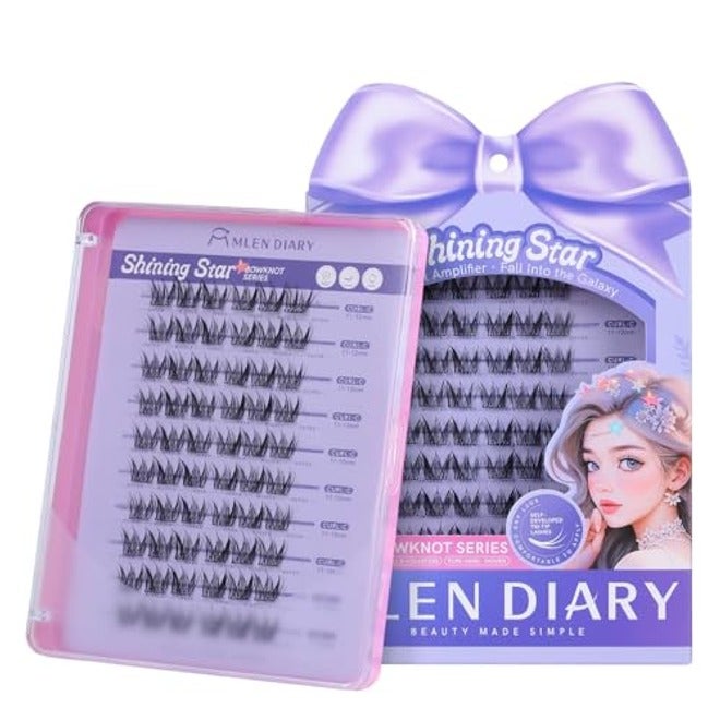 MLEN DIARY Natural Lash Clusters with Remover, 114 Pcs Wispy DIY Eyelash Extensions Kit, Handmade Lightweight Compact Design, Gift for Beauty Lovers, C Curl - Image 1