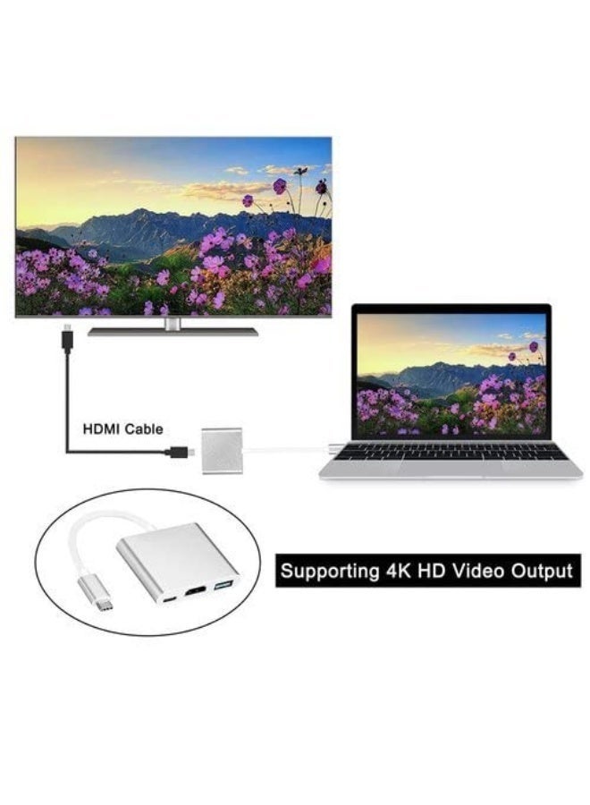 سي جود محول USB-C إلى HDTV، محول Type-C إلى HDMI بدقة 4K مع منفذ USB 3.0 وشحن PD ‏100W، متوافق مع MacBook وiPad Pro وSurface وDell وHP، لون فضي - Image 4
