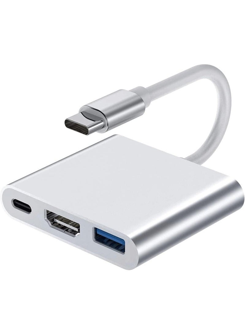 سي جود محول USB-C إلى HDTV، محول Type-C إلى HDMI بدقة 4K مع منفذ USB 3.0 وشحن PD ‏100W، متوافق مع MacBook وiPad Pro وSurface وDell وHP، لون فضي - Image 1