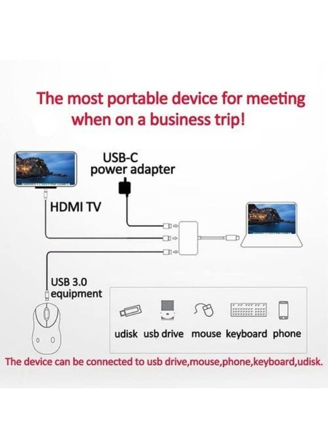سي جود محول USB-C إلى HDTV، محول Type-C إلى HDMI بدقة 4K مع منفذ USB 3.0 وشحن PD ‏100W، متوافق مع MacBook وiPad Pro وSurface وDell وHP، لون فضي - Image 5