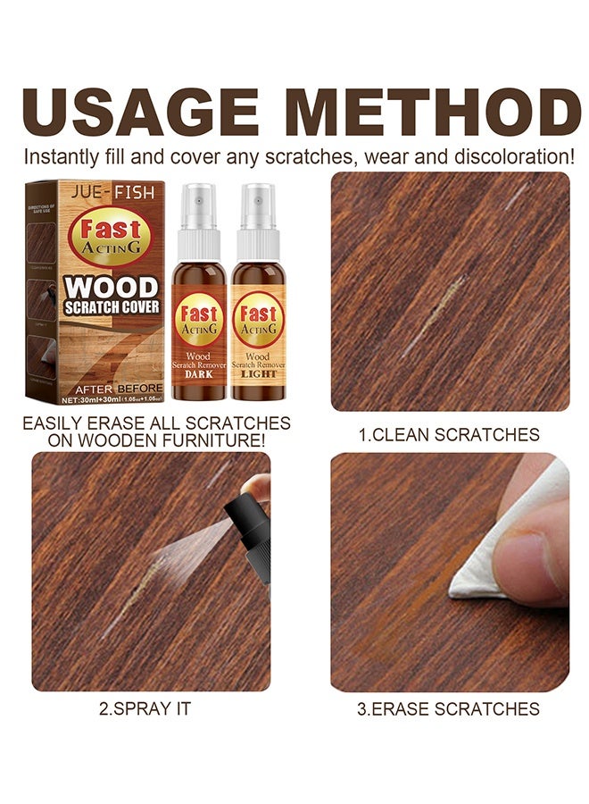 JUE-FISH Wood Scratch Cover, 2 Pack fix it for Wood Furniture Repair Scratch Remover Set for Fast Acting Wood Scratch Repair Waxing Refinishing Set Wooden Scratch Remover Spray for Floors Tables Carpenters - Image 4