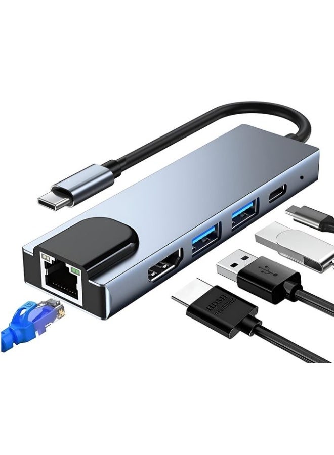 Zero 5-in-1 USB-C Hub with RJ45 Ethernet, 4K HDMI, 100W PD Charging & 2 USB 3.0 Ports – Compatible with MacBook Pro/Air & Type-C Devices - Image 1