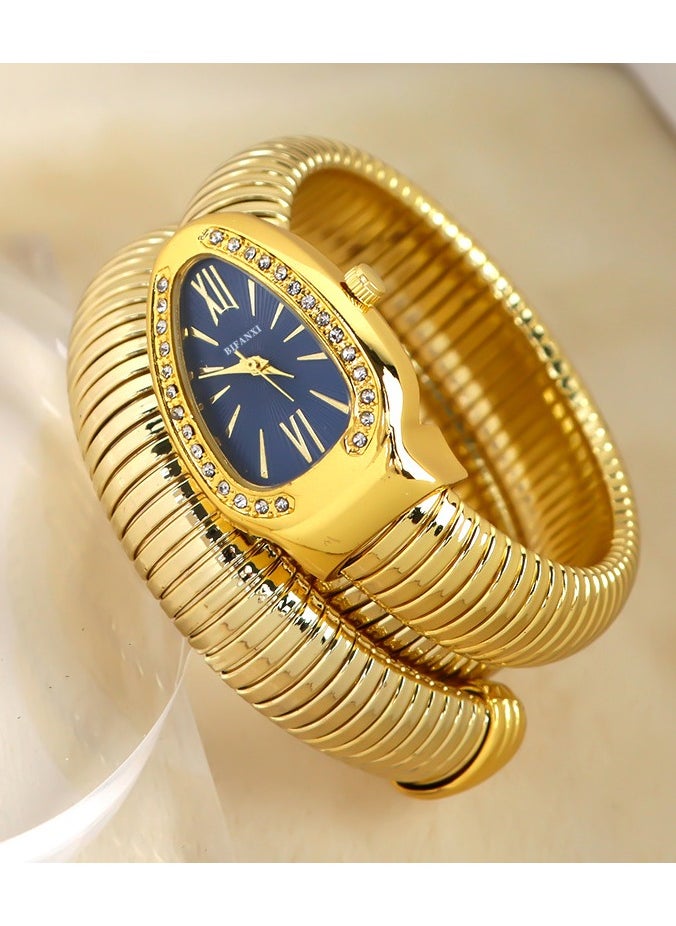 BIFANXI Ladies Fashion Watch, Snake-Shaped Diamond Design Quartz Watch, Fashionable Versatile Bracelet Watch  - Image 2
