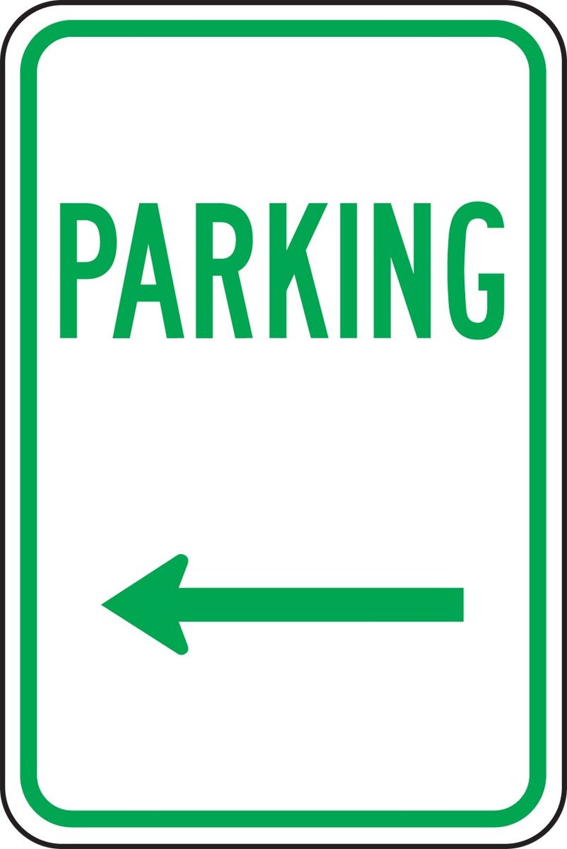 Accuform "Parking (Arrow Left)" Engineer-Grade Reflective Aluminum Parking Sign, 18" x 12", Green on White, FRP225RA - Image 2