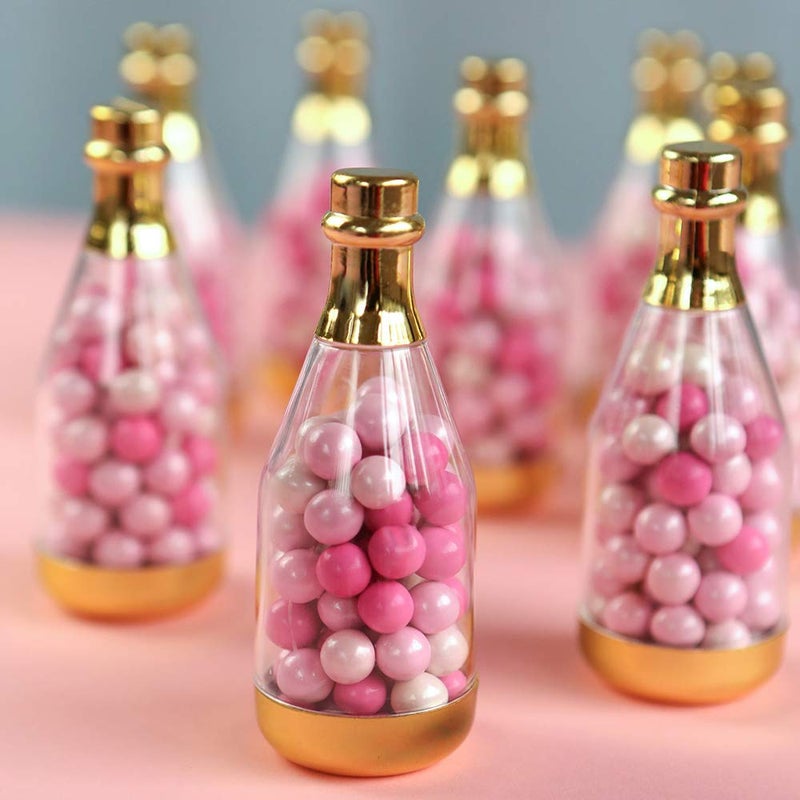 Kate Aspen Kate Aspen 18187GD Metallic Champagne Bottle Container Set of 12 DIY Favor One Size Clear Gold 