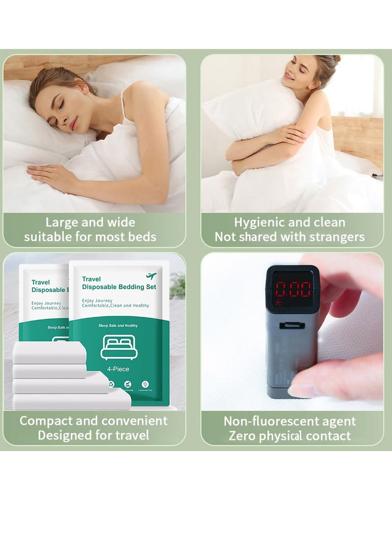 Travel-Ready 8-Piece Disposable Bed Sheet Set: Queen Size Includes 2 Bed Sheets, 2 Quilt Covers, and 4 Pillowcases - Ideal for Business Trips, Hotels, and Spa Visits.  - Image 2