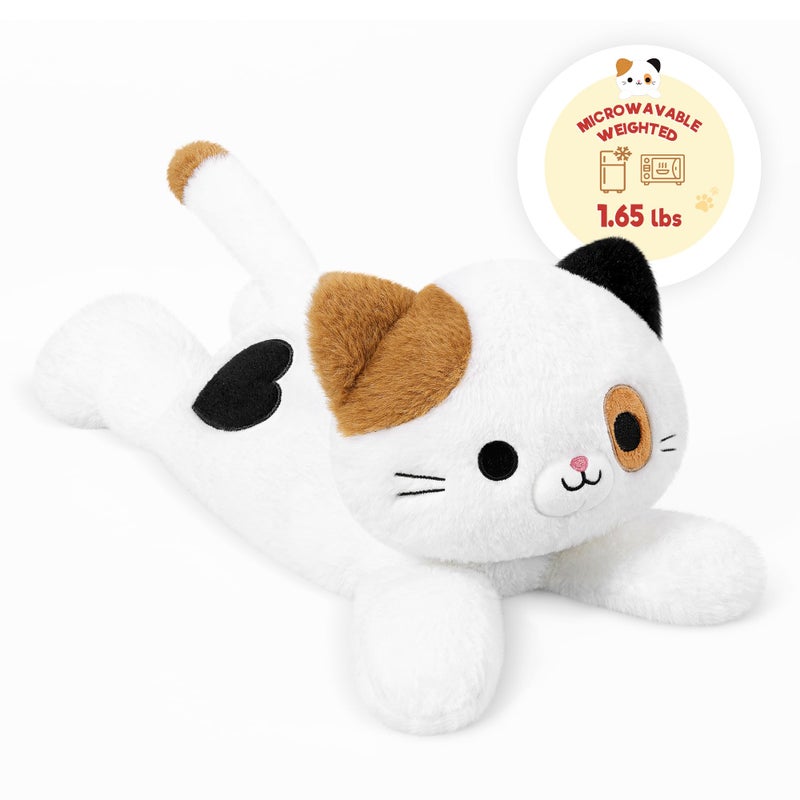 Onsoyours Original Heatable Weighted Calico Cat Stuffed Animals 15 inch Microwavable Kitten Plushie for Warmth Stress Relief Comfort Soft Plush Toys for Kids and Adults - Image 2