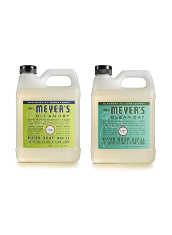 Mrs. Meyer's Mrs MEYERS CLEAN DAY Hand Soap Refill Scent Variety Pack 2 CT Basil Lemon Verbena - Image 1