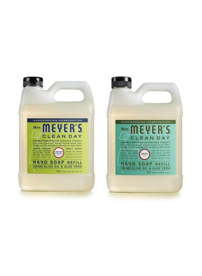 Mrs. Meyer's Mrs MEYERS CLEAN DAY Hand Soap Refill Scent Variety Pack 2 CT Basil Lemon Verbena - Image 3