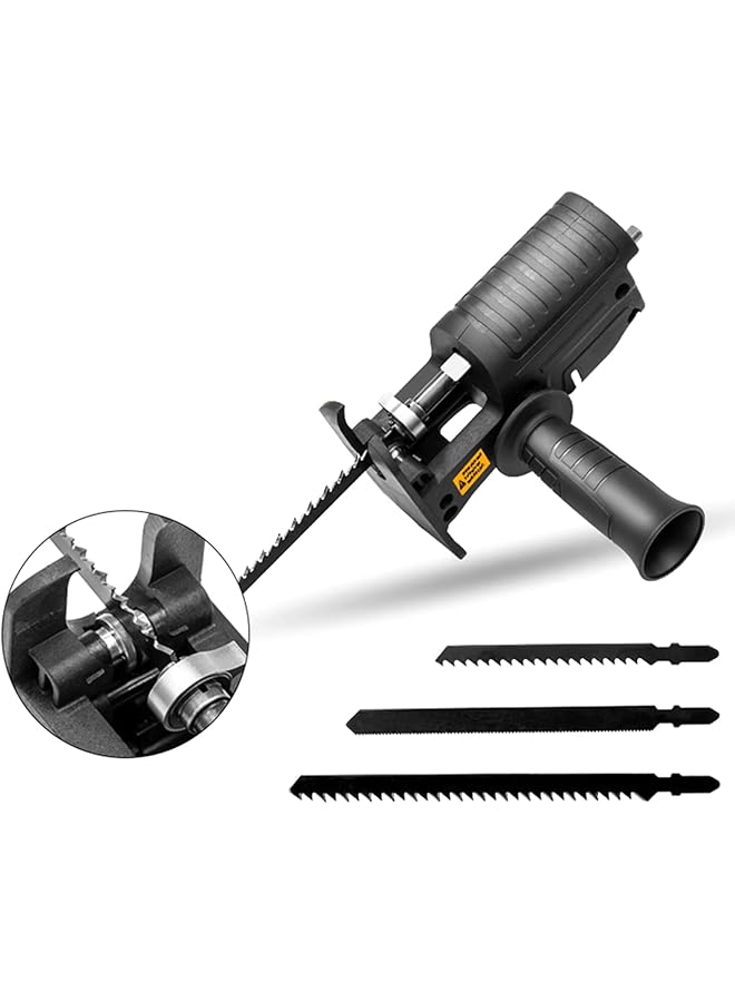 erorex Portable Reciprocating Saw Adapter Multifunctional Electric Drill Modified Tool Attachment With Ergonomic Handle 3 Saw Blades For Wood Metal Cutting - Image 1