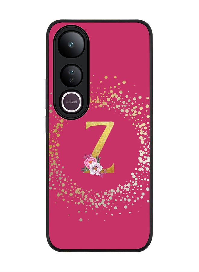Stylizedd For vivo V50 Lite Case,Slim fit Camera Protection, Shockproof Thin Phone cover  - Custom Monogram Floral - Z ( Deep Pink )