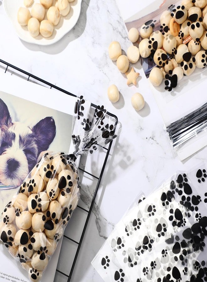 PerKoop Paw Pattern Cellophane Bags - 500 Pieces with Silver Twist Ties for PET Party Favors - Image 4