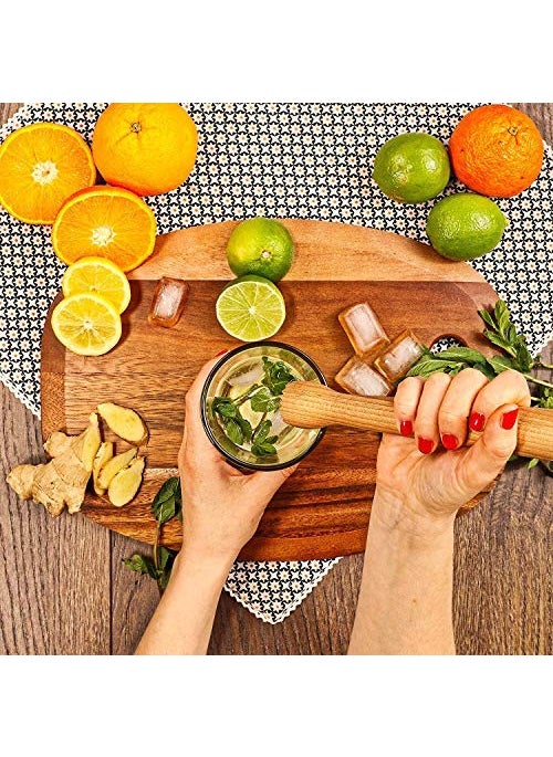 NJ NJ Cocktail Bar Sheesham Wooden Muddler and Mixing Spoon Home Bar Tool Set, Bar Spoon Fork, Create Delicious Mojitos and Other Fruit Based Drinks: 2 Pcs Set  - Image 4