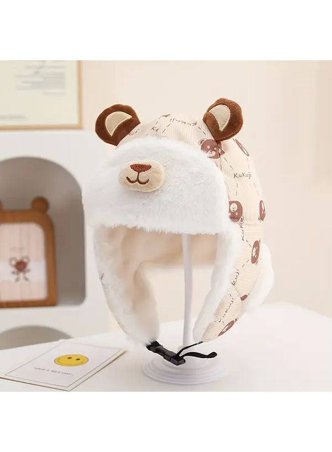 قبعة شتوية دافئة للأطفال في الهواء الطلق بألوان مختلطة مع أغطية الأذن على شكل دب للصبيان والبنات - Image 4