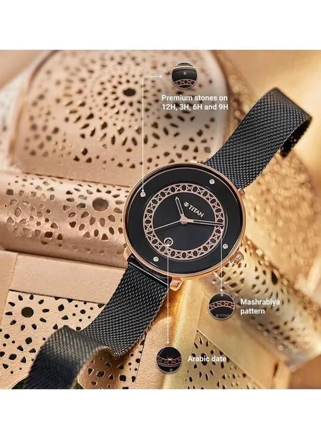 TITAN Women's Analog Display Watch With Black Stainless Steel Strap - 2651KM06