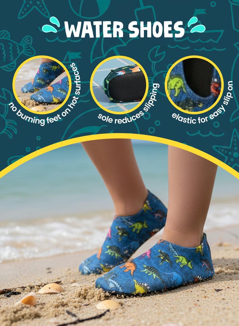Slipstop Texas Dinosaur Print Kids Non Slip Water and Beach Shoes Lightweight Quick Dry Swim Ready Footwear for Babies and Children - Image 3